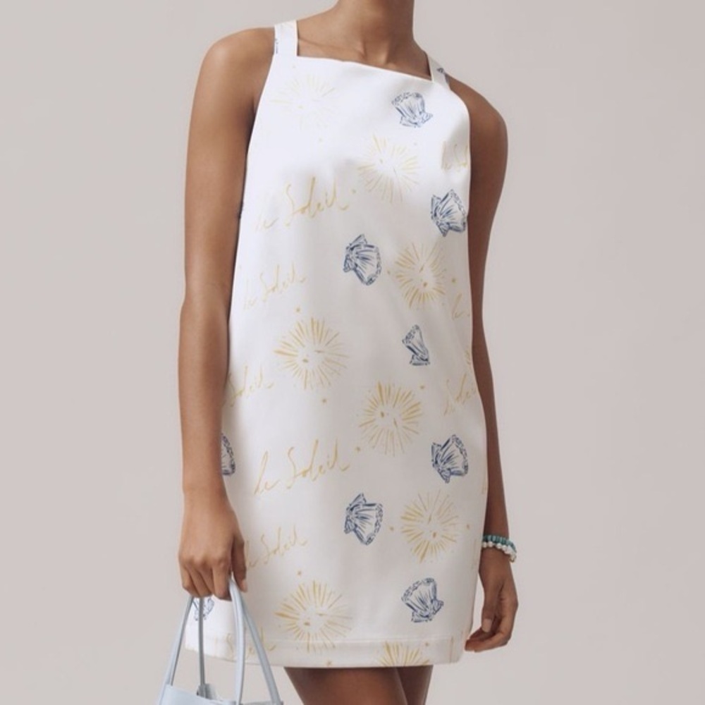 Anthropologie Nephthys Illustrated Maeve Sleeveless Square-Neck Shift Mini Dress